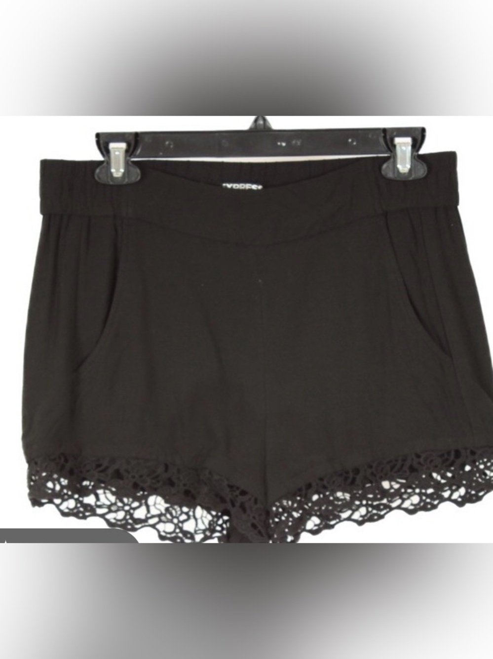Rafaella Black High-Waist Shorts with Lace Trim
